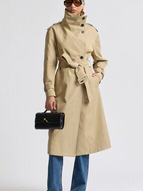 NEW Avec Les Filles Belted Cotton Blend Trench Coat